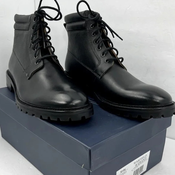 WARFIELD & GRAND,KIRBY BLACK MILITARY BOOTS FOR MEN,UPPER/LINING LEATHER SIZE 11 Warfield Grand Mens Kirby Boot Size 11 Back Leather Plain  main image 2